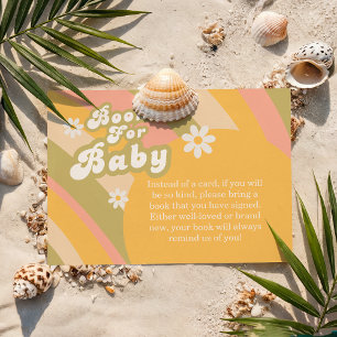 Whimsical Retro Yellow Boy Book Request Baby Enclosure Card