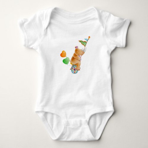 Whimsical rhinoceros animal circus watercolor baby bodysuit