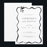 Whimsical Ribbon Bow 30th Birthday Party Invitation<br><div class="desc">This whimsical birthday party invitation features a cute dainty hand drawn bow and simple text. For more advanced customisation of this design,  e.g. changing layout,  font or text size please click the "CUSTOMIZE" button above. Please contact me for any questions!</div>
