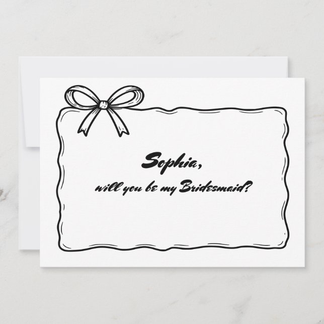 Whimsical Ribbon Bow Will You Be My Bridesmaid Invitation (Front)