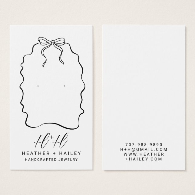 Whimsical Ribbon Handcrafted Jewelry Display Cards (Front & Back)