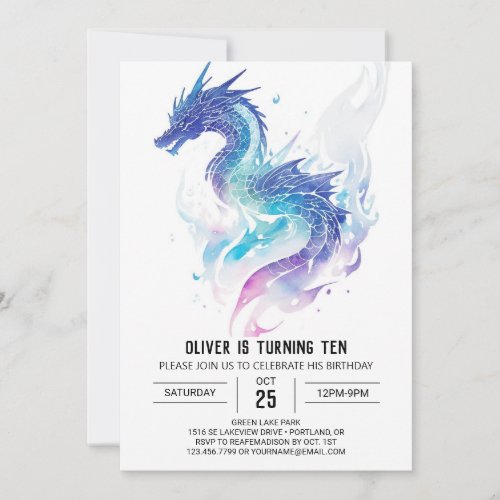 Whimsical Roaring Fun Dragon Birthday Invitation