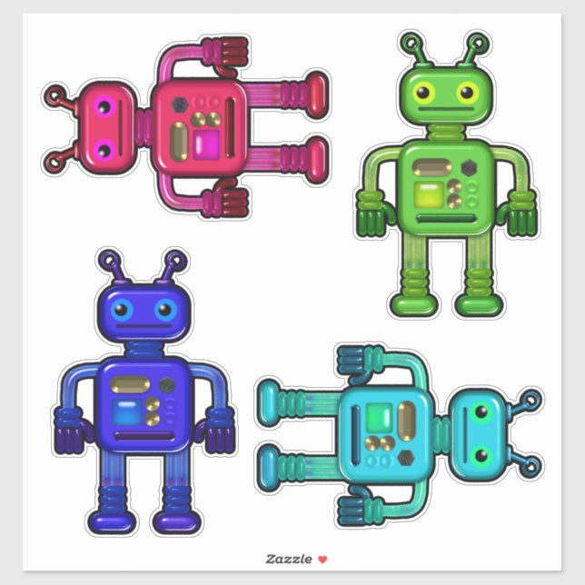 Whimsical Robots Cute for Kids Sticker (Sheet)
