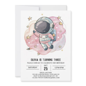 Whimsical Rocket Whimsy Astronaut Birthday Invitation