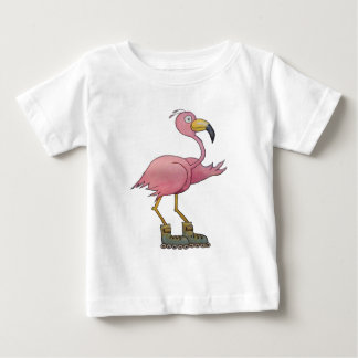Whimsical Roller Skating Roller Blading Flamingo Baby T-Shirt