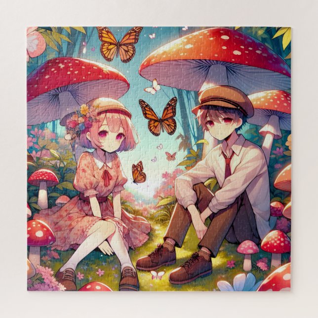 Whimsical Romantic Anime Couple  Jigsaw Puzzle (Vertical)