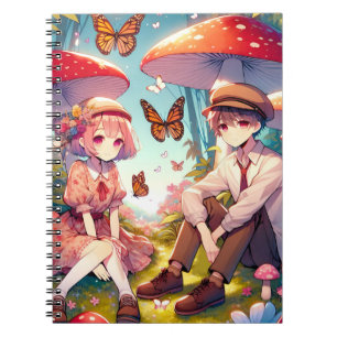 Whimsical Romantic Anime Couple Notebook