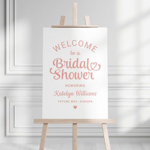 Whimsical Rose Gold Heart Script Shower Welcome Foam Board