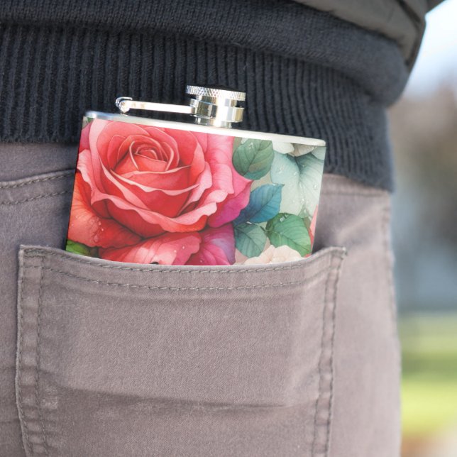 Whimsical Rose Pattern Flask (In Situ)