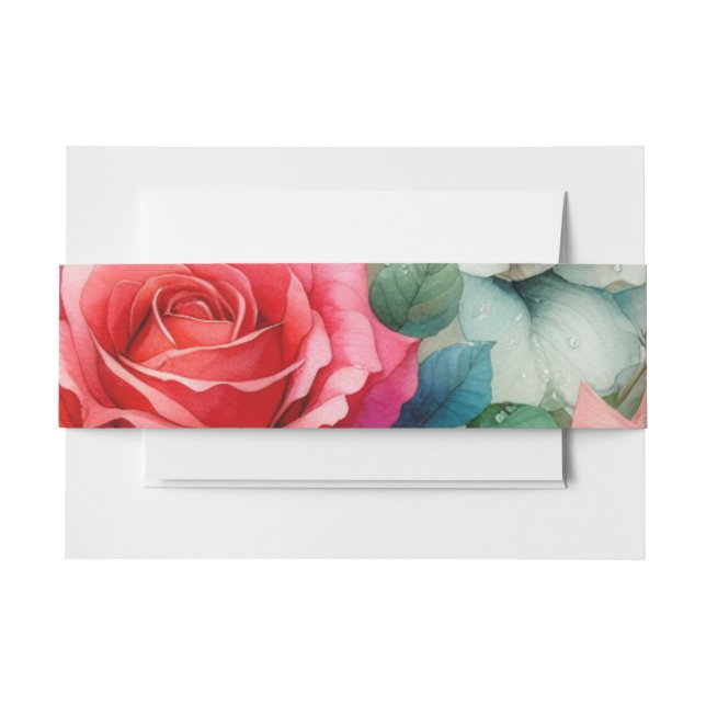 Whimsical Rose Pattern Invitation Belly Band (Front Example)