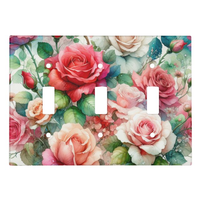 Whimsical Rose Pattern Light Switch Cover (Front)