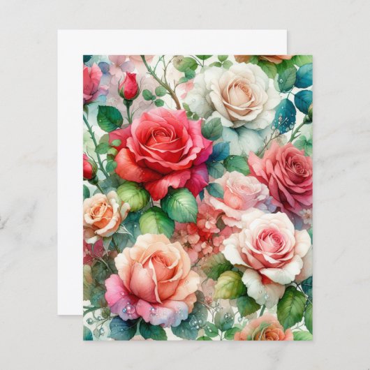 Whimsical Rose Pattern Paper Sheet (Front/Back)