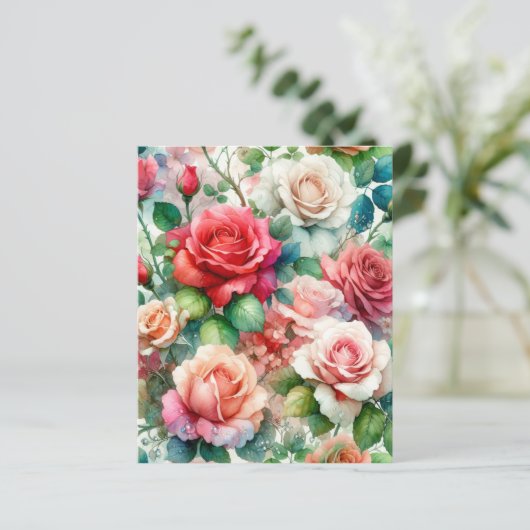 Whimsical Rose Pattern Paper Sheet (Standing Front)
