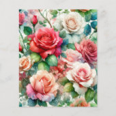 Whimsical Rose Pattern Paper Sheet (Front)