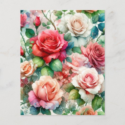 Whimsical Rose Pattern Paper Sheet (Front)