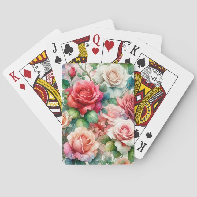 Whimsical Rose Pattern Poker Cards (Back)