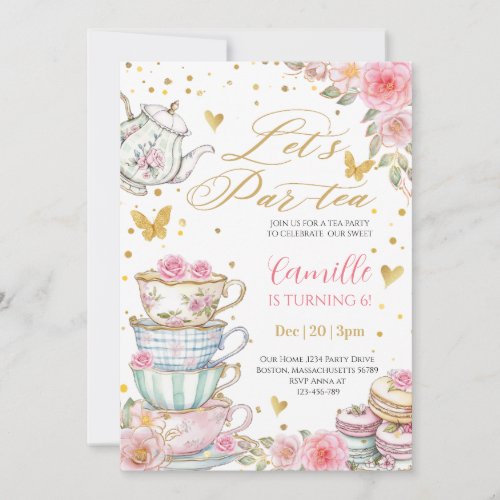 Whimsical rose Pink Floral Tea Party Birthday 