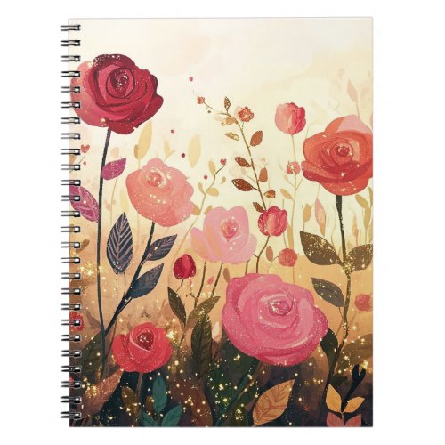 Whimsical roses garden notebook