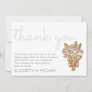 Whimsical Roses Thank You Wedding Card
