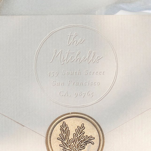 Whimsical Round Frame Wedding Return Address Embosser (Creator Uploaded)