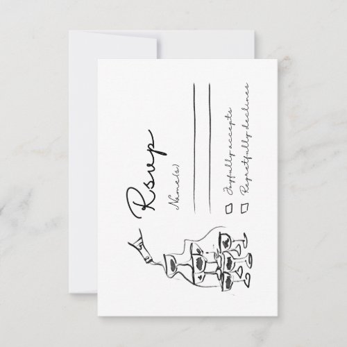 Whimsical RSVP Card Hand Drawn Champagne Tower