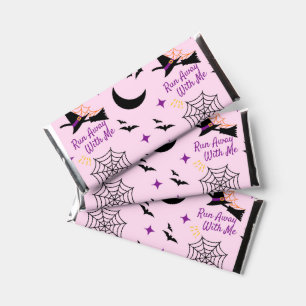 Whimsical "Run Away With Me" Halloween Witch & Bat Hershey Bar Favors