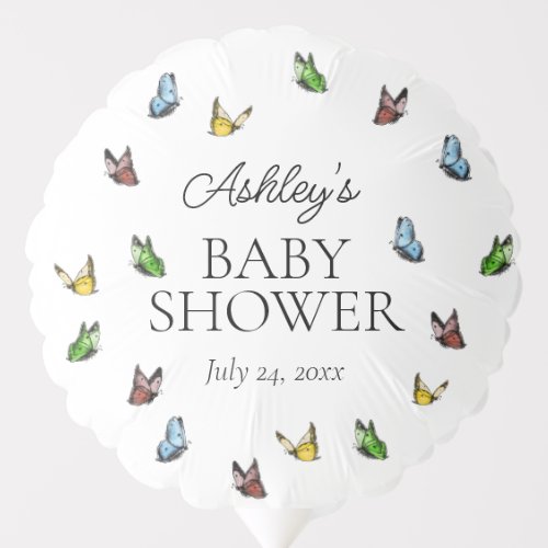 Whimsical Rustic Butterfly Neutral Baby Shower  Balloon