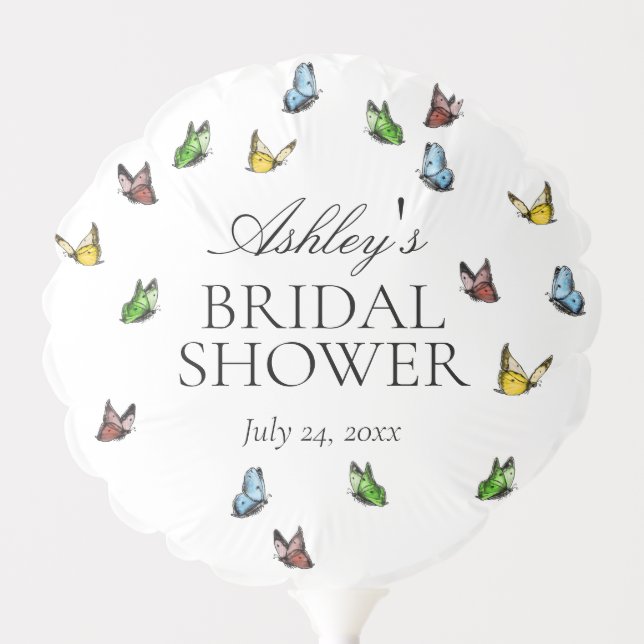 Whimsical Rustic Butterfly Summer Bridal Shower  Balloon (Front)