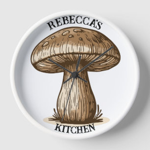 Whimsical Rustic Cottagecore Mushroom Wall Clock