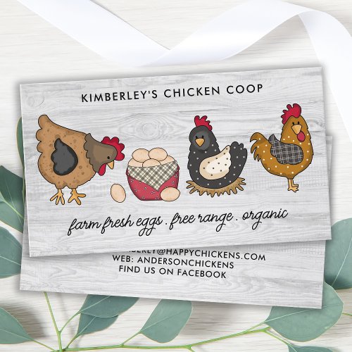 Whimsical Rustic Farm Fresh Eggs Chicken QR Code Business Card