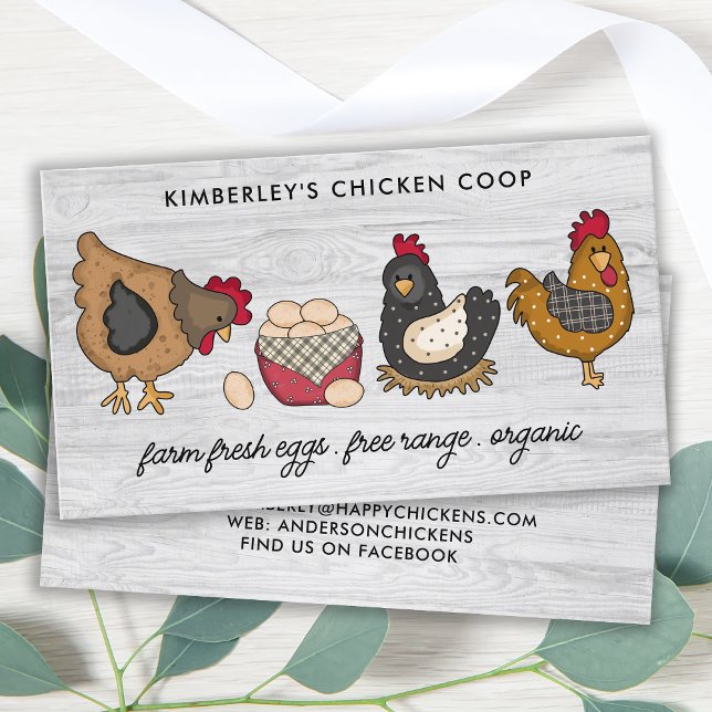 Whimsical Rustic Farm Fresh Eggs Chicken QR Code Business Card (Creator Uploaded)