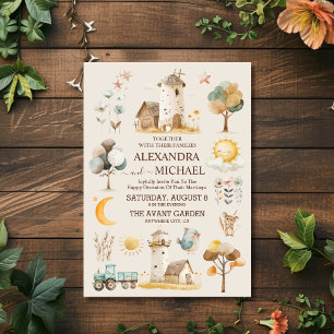 Whimsical Rustic Farm Wedding Invitation