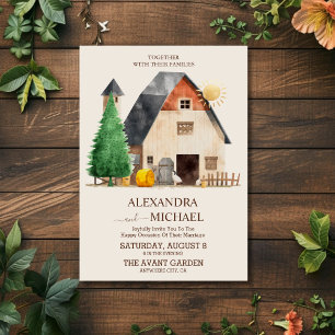 Whimsical Rustic Farm Wedding Invitation