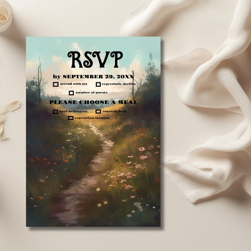 Whimsical Rustic Wildflower Meadow Wedding RSVP Card