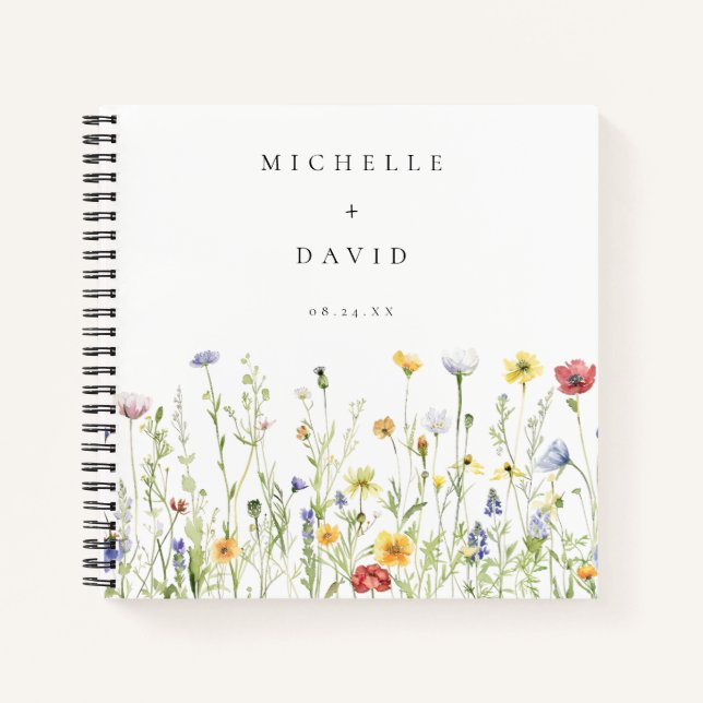 Whimsical Rustic Wildflower Wedding Guest Book (Front)
