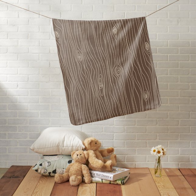 Whimsical Rustic Wood Grain Woodland Forest Baby Blanket (In Situ)