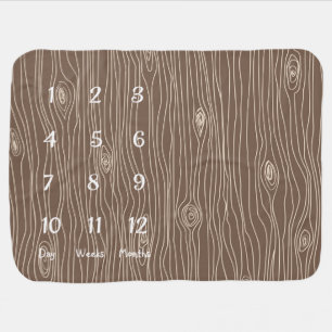 Whimsical Rustic Wood Grain Woodland Forest Baby Blanket