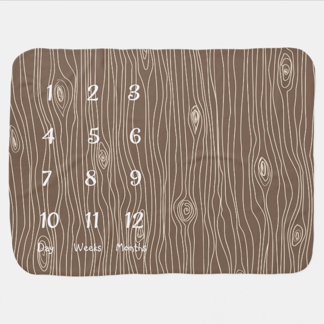 Whimsical Rustic Wood Grain Woodland Forest Baby Blanket (Horizontal)