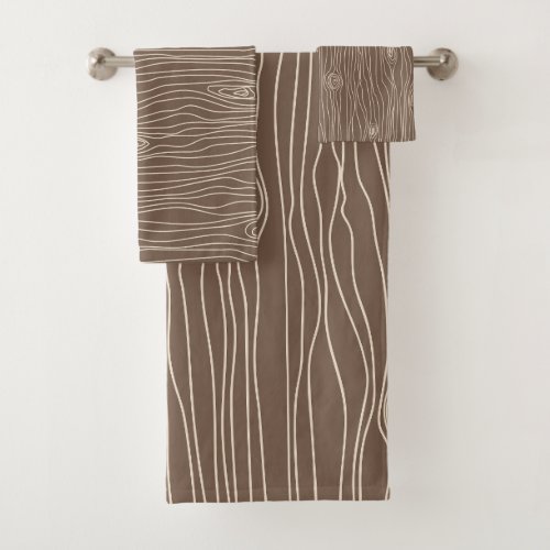 Whimsical Rustic Wood Grain Woodland Forest Bath Towel Set