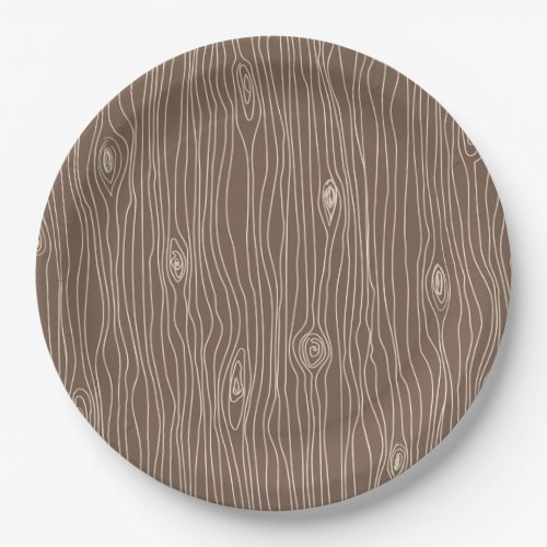 Whimsical Rustic Wood Grain Woodland Forest Paper Plates