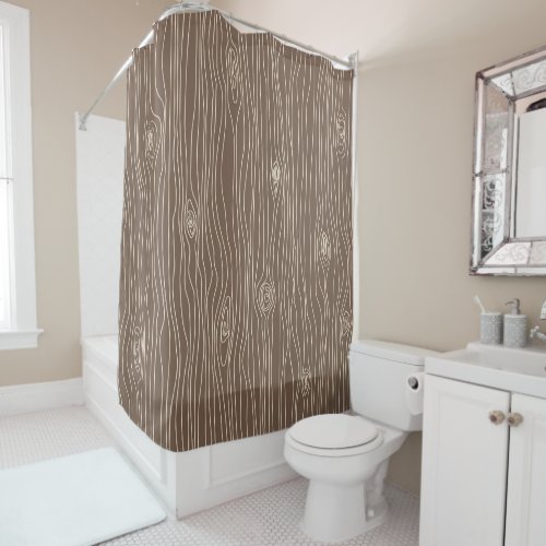 Whimsical Rustic Wood Grain Woodland Forest Shower Curtain