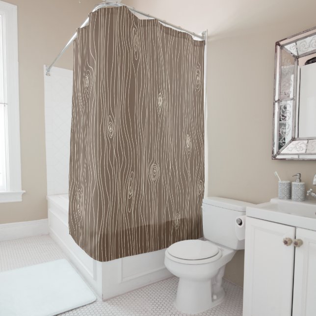 Whimsical Rustic Wood Grain Woodland Forest Shower Curtain (In Situ)