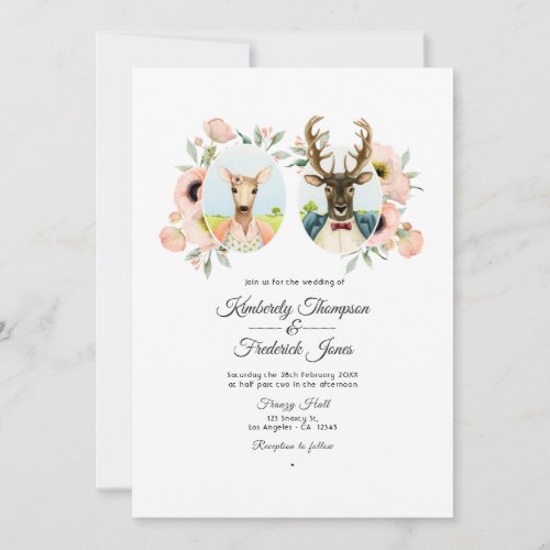 Whimsical Rustic Woodland Forest Deer Wedding Invitation