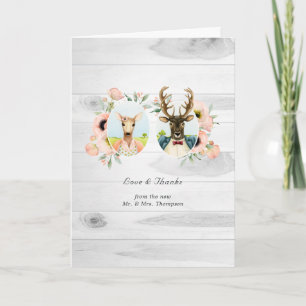 Whimsical Rustic Woodland Forest Deer Wedding Thank You Card