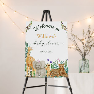 whimsical Safari Animal Baby Shower White Welcome Foam Board