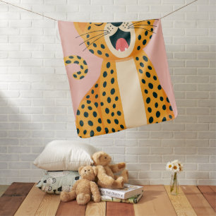 Whimsical Safari Animal Yawning Cheetah Cartoon Baby Blanket