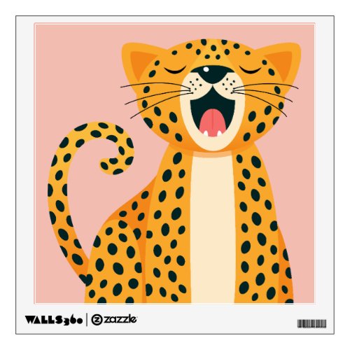 Whimsical Safari Animal Yawning Cheetah Cartoon Wall Decal