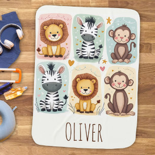 Whimsical Safari Animals Baby Blanket