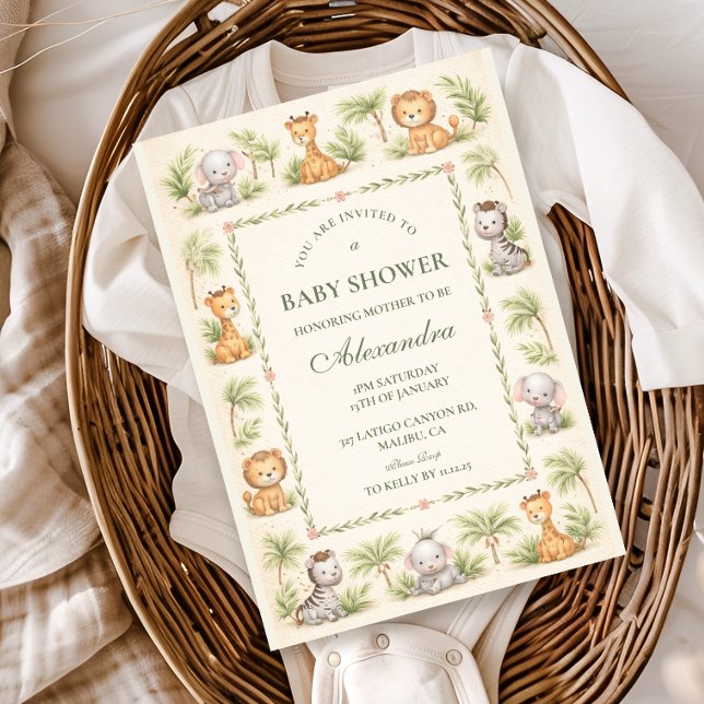 Whimsical Safari Animals Baby Shower Invitation (Creator Uploaded)