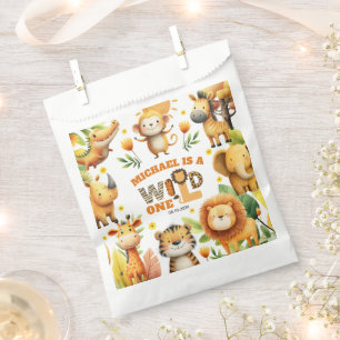 Whimsical Safari Animals WILD ONE 1st Birthday  Favor Bag